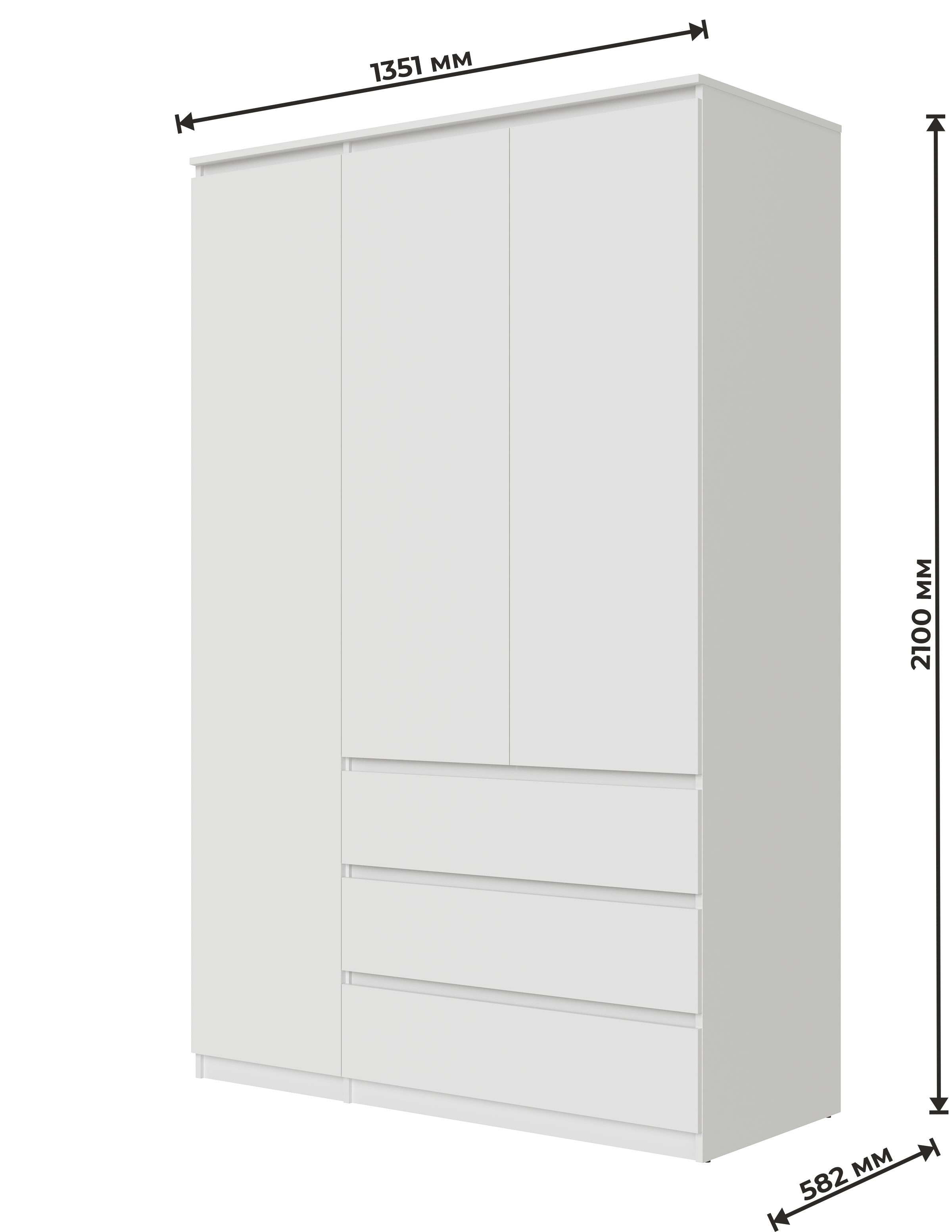 Шкаф для одежды 3д3я  "Сноули" ИВ-121.21 Белый _2435