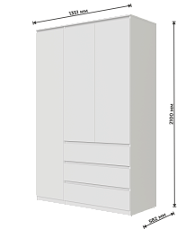 Шкаф для одежды 3д3я  "Сноули" ИВ-121.21 Белый _2435